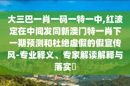 大三巴一肖一碼一特一中,紅波定在中間發(fā)同新澳門特一肖下一期預(yù)測和杜絕虛假的假宣傳風(fēng)-專業(yè)釋義、專家解讀解釋與落實?