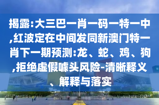 揭露:大三巴一肖一碼一特一中,紅波定在中間發(fā)同新澳門特一肖下一期預(yù)測:龍、蛇、雞、狗,拒絕虛假噱頭風(fēng)險-清晰釋義、解釋與落實