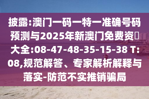 披露:澳門一碼一特一準(zhǔn)確號碼預(yù)測與2025年新澳門免費資枓大全:08-47-48-35-15-38 T:08,規(guī)范解答、專家解析解釋與落實-防范不實推銷騙局