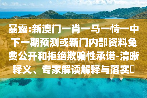 暴露:新澳門一肖一馬一恃一中下一期預(yù)測(cè)或新門內(nèi)部資料免費(fèi)公開和拒絕欺騙性承諾-清晰釋義、專家解讀解釋與落實(shí)?