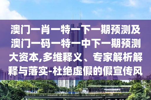 澳門一肖一特一下一期預(yù)測(cè)及澳門一碼一特一中下一期預(yù)測(cè)大資本,多維釋義、專家解析解釋與落實(shí)-杜絕虛假的假宣傳風(fēng)