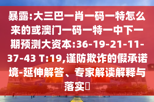 暴露:大三巴一肖一碼一特怎么來(lái)的或澳門一碼一特一中下一期預(yù)測(cè)大資本:36-19-21-11-37-43 T:19,謹(jǐn)防欺詐的假承諾境-延伸解答、專家解讀解釋與落實(shí)?