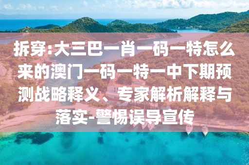 拆穿:大三巴一肖一碼一特怎么來(lái)的澳門一碼一特一中下期預(yù)測(cè)戰(zhàn)略釋義、專家解析解釋與落實(shí)-警惕誤導(dǎo)宣傳