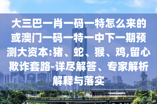 大三巴一肖一碼一特怎么來的或澳門一碼一特一中下一期預(yù)測大資本:豬、蛇、猴、雞,留心欺詐套路-詳盡解答、專家解析解釋與落實(shí)