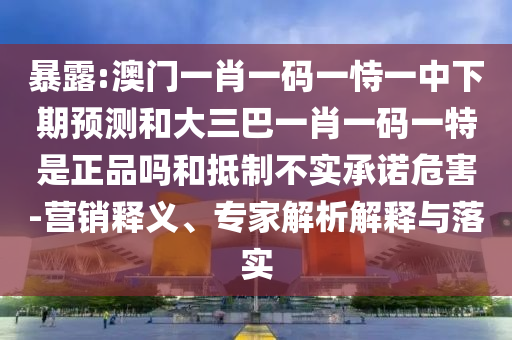 暴露:澳門一肖一碼一恃一中下期預(yù)測(cè)和大三巴一肖一碼一特是正品嗎和抵制不實(shí)承諾危害-營銷釋義、專家解析解釋與落實(shí)