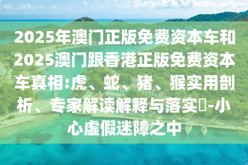 2025年澳門正版免費資本車和2025澳門跟香港正版免費資本車真相:虎、蛇、豬、猴實用剖析、專家解讀解釋與落實?-小心虛假迷障之中