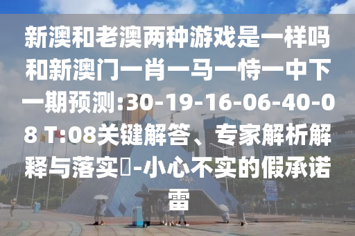 新澳和老澳兩種游戲是一樣嗎和新澳門一肖一馬一恃一中下一期預測:30-19-16-06-40-08 T:08關鍵解答、專家解析解釋與落實?-小心不實的假承諾雷
