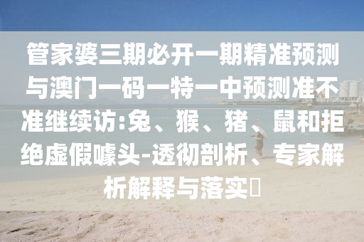 管家婆三期必開一期精準預(yù)測與澳門一碼一特一中預(yù)測準不準繼續(xù)訪:兔、猴、豬、鼠和拒絕虛假噱頭-透徹剖析、專家解析解釋與落實?