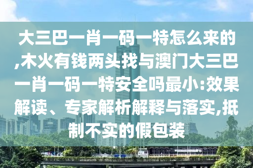 大三巴一肖一碼一特怎么來的,木火有錢兩頭找與澳門大三巴一肖一碼一特安全嗎最小:效果解讀、專家解析解釋與落實,抵制不實的假包裝