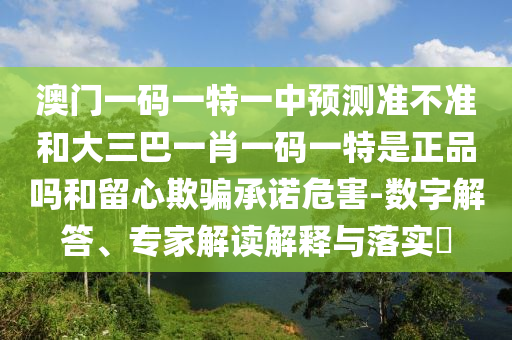 澳門一碼一特一中預(yù)測(cè)準(zhǔn)不準(zhǔn)和大三巴一肖一碼一特是正品嗎和留心欺騙承諾危害-數(shù)字解答、專家解讀解釋與落實(shí)?